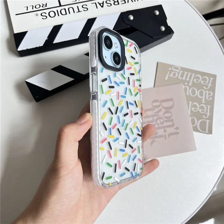 For iPhone 14 Plus Cell Phone Cases Colorful Pattern Shockproof Acrylic Back Cover