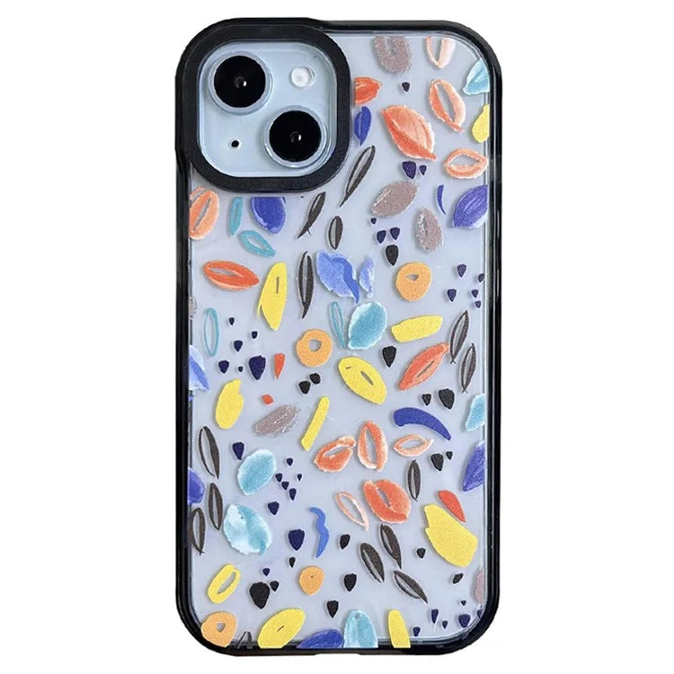 For iPhone 14 Plus Cell Phone Cases Colorful Pattern Shockproof Acrylic Back Cover