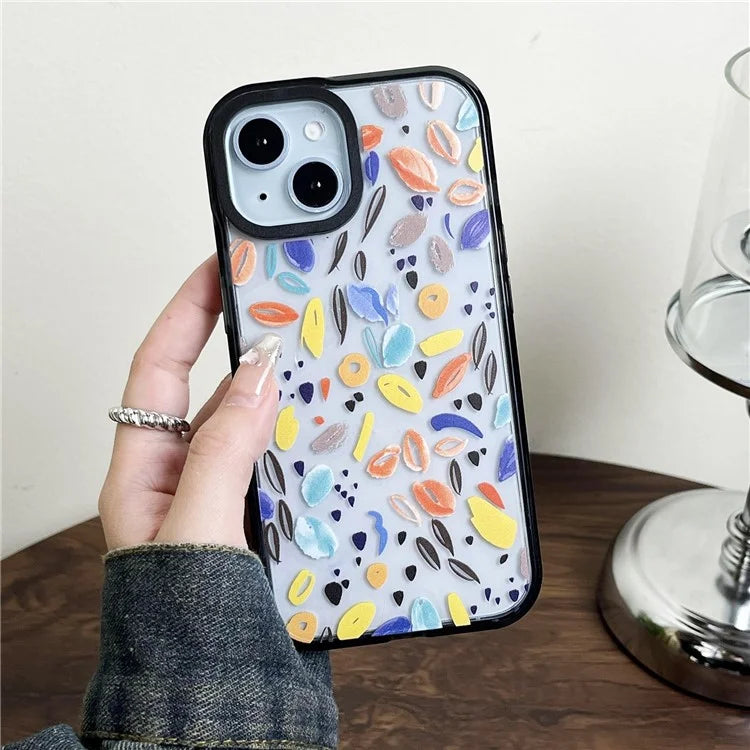 For iPhone 14 Plus Cell Phone Cases Colorful Pattern Shockproof Acrylic Back Cover