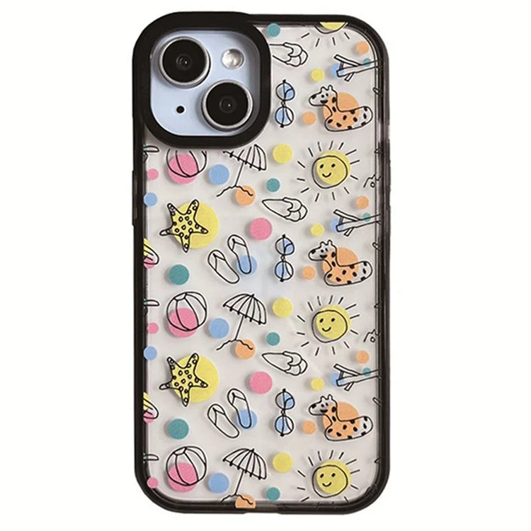 For iPhone 14 Plus Cell Phone Cases Colorful Pattern Shockproof Acrylic Back Cover
