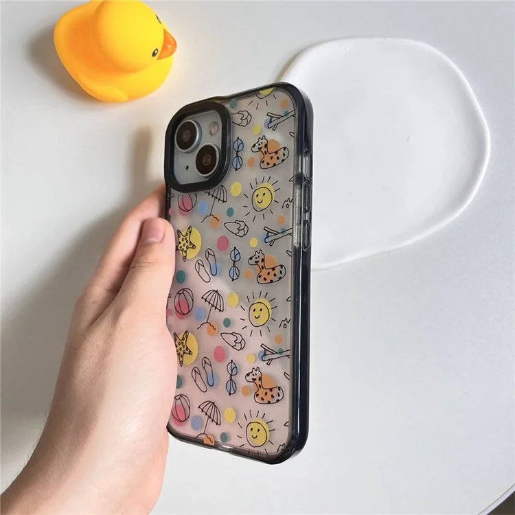 For iPhone 14 Plus Cell Phone Cases Colorful Pattern Shockproof Acrylic Back Cover