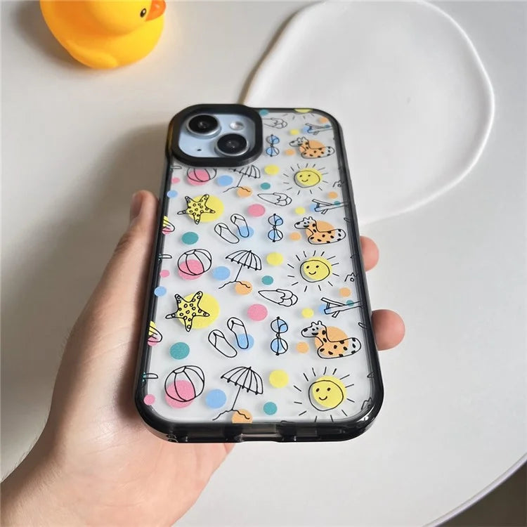 For iPhone 14 Plus Cell Phone Cases Colorful Pattern Shockproof Acrylic Back Cover