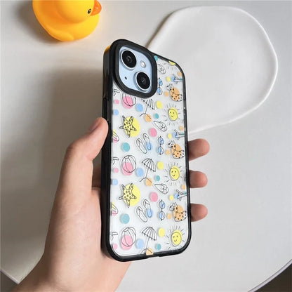For iPhone 14 Plus Cell Phone Cases Colorful Pattern Shockproof Acrylic Back Cover