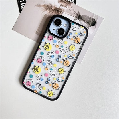 For iPhone 14 Plus Cell Phone Cases Colorful Pattern Shockproof Acrylic Back Cover