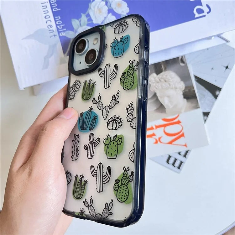 For iPhone 15 Plus Shockproof Acrylic Cover Cell Phone Case with Pattern Design