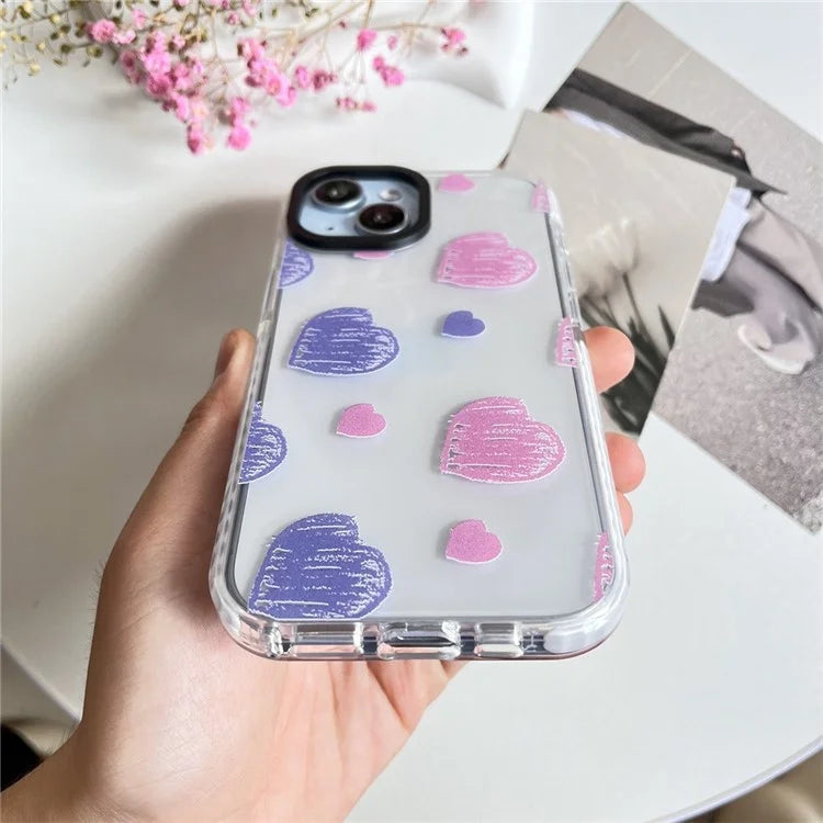 For iPhone 15 Plus Shockproof Acrylic Cover Cell Phone Case with Pattern Design