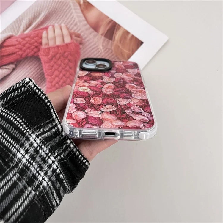 For iPhone 15 Plus Shockproof Acrylic Cover Cell Phone Case with Pattern Design