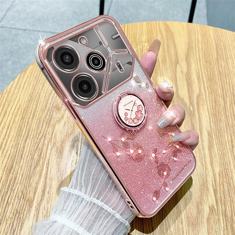 KADEM For TECNO Pova 6 5G / Pova 6 Pro 5G Kickstand Case Rhinestone Soft TPU Phone Cover