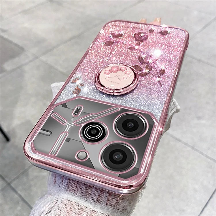 KADEM For TECNO Pova 6 5G / Pova 6 Pro 5G Kickstand Case Rhinestone Soft TPU Phone Cover