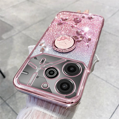 KADEM For TECNO Pova 6 5G / Pova 6 Pro 5G Kickstand Case Rhinestone Soft TPU Phone Cover