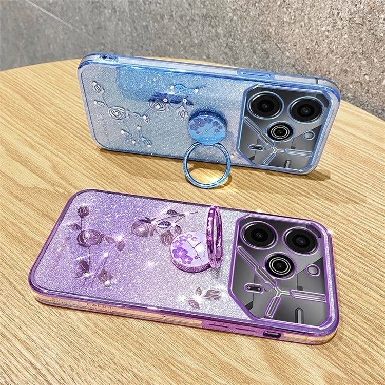 KADEM For TECNO Pova 6 5G / Pova 6 Pro 5G Kickstand Case Rhinestone Soft TPU Phone Cover