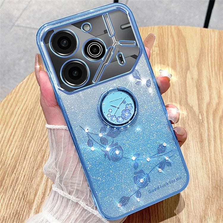 KADEM For TECNO Pova 6 5G / Pova 6 Pro 5G Kickstand Case Rhinestone Soft TPU Phone Cover