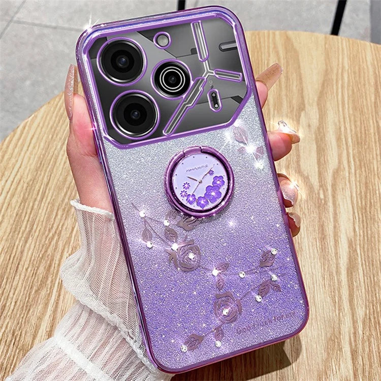 KADEM For TECNO Pova 6 5G / Pova 6 Pro 5G Kickstand Case Rhinestone Soft TPU Phone Cover