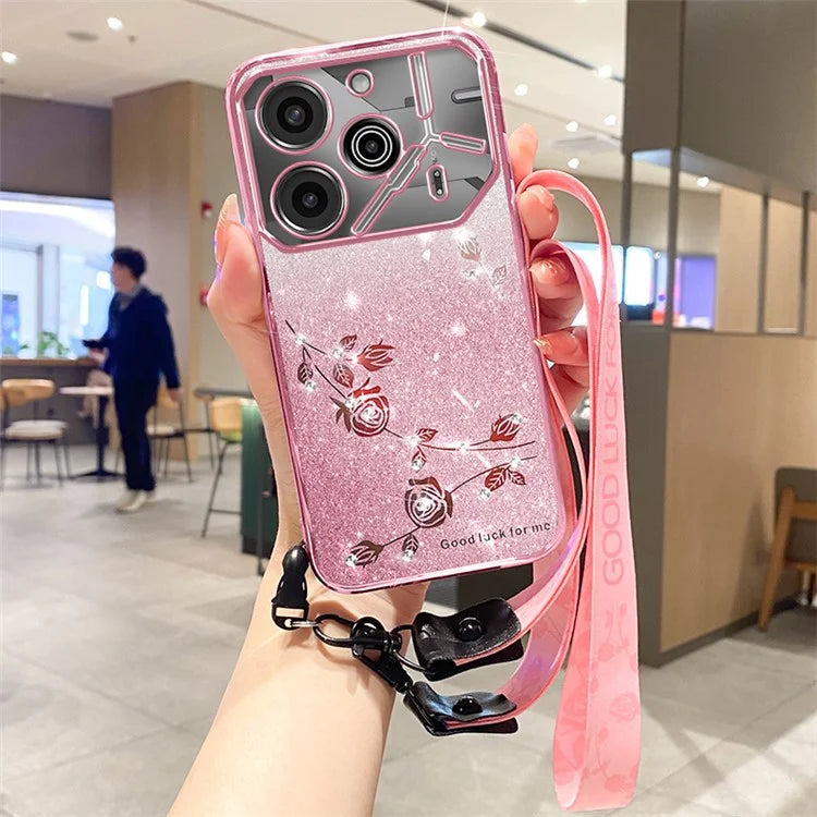 KADEM For TECNO Pova 6 5G / Pova 6 Pro 5G Case Glitter Sparkle TPU Phone Cover with Lanyard