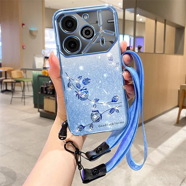 KADEM For TECNO Pova 6 5G / Pova 6 Pro 5G Case Glitter Sparkle TPU Phone Cover with Lanyard
