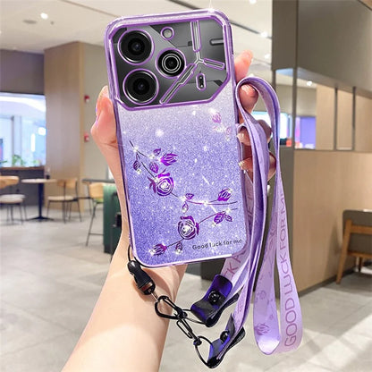 KADEM For TECNO Pova 6 5G / Pova 6 Pro 5G Case Glitter Sparkle TPU Phone Cover with Lanyard
