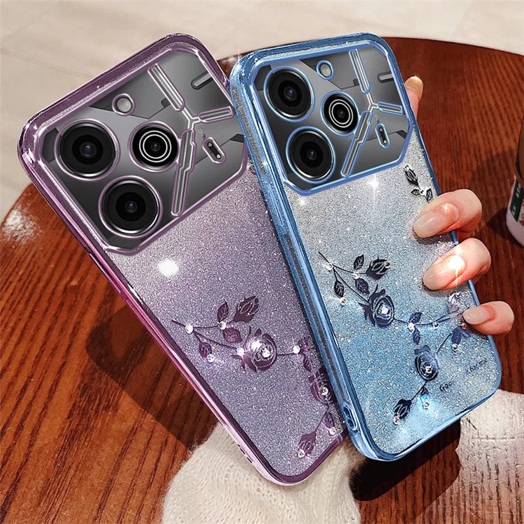 KADEM For TECNO Pova 6 5G / Pova 6 Pro 5G Case Flower Glitter TPU Soft Phone Cover