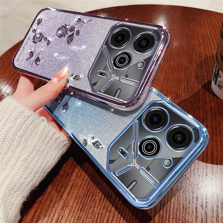 KADEM For TECNO Pova 6 5G / Pova 6 Pro 5G Case Flower Glitter TPU Soft Phone Cover
