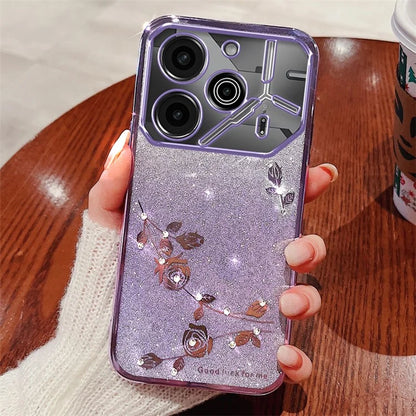 KADEM For TECNO Pova 6 5G / Pova 6 Pro 5G Case Flower Glitter TPU Soft Phone Cover
