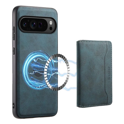 DENIOR D13 For Google Pixel 9 Pro / Pixel 9 Case Leather+PC+TPU Cover Phone Card Bag Kickstand