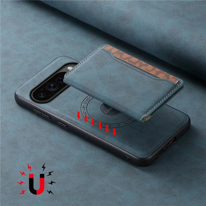 DENIOR D13 For Google Pixel 9 Pro / Pixel 9 Case Leather+PC+TPU Cover Phone Card Bag Kickstand