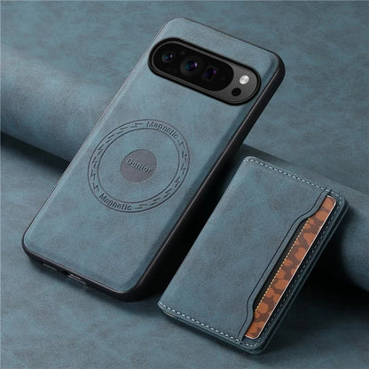 DENIOR D13 For Google Pixel 9 Pro / Pixel 9 Case Leather+PC+TPU Cover Phone Card Bag Kickstand