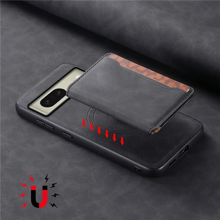 DENIOR D13 For Google Pixel 8 Case Detachable Magnetic Leather Back Cover Retro Texture