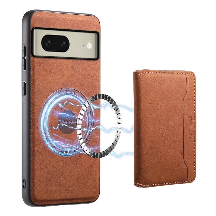DENIOR D13 For Google Pixel 8 Case Detachable Magnetic Leather Back Cover Retro Texture
