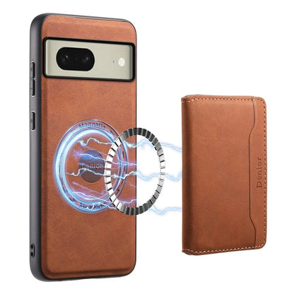 DENIOR D13 For Google Pixel 8 Case Detachable Magnetic Leather Back Cover Retro Texture
