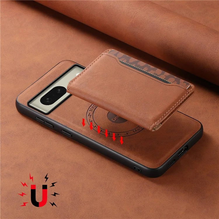 DENIOR D13 For Google Pixel 8 Case Detachable Magnetic Leather Back Cover Retro Texture