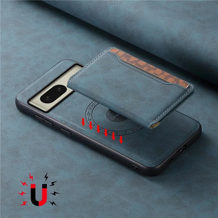 DENIOR D13 For Google Pixel 8 Case Detachable Magnetic Leather Back Cover Retro Texture
