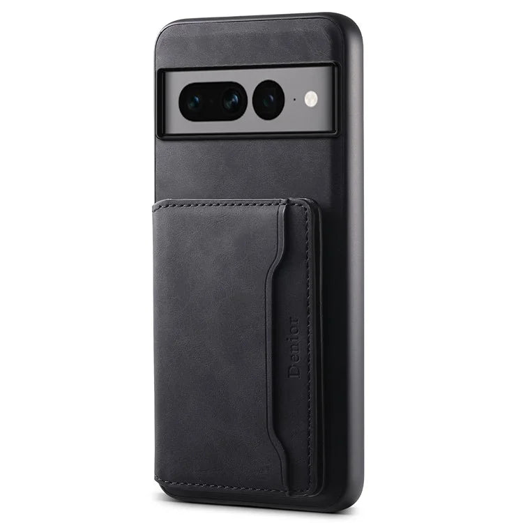 DENIOR D13 For Google Pixel 7 Pro 5G Case Compatible with MagSafe Leather Back Cover Kickstand Card Holder
