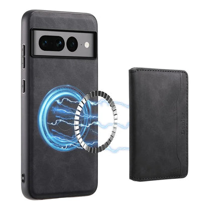 DENIOR D13 For Google Pixel 7 Pro 5G Case Compatible with MagSafe Leather Back Cover Kickstand Card Holder