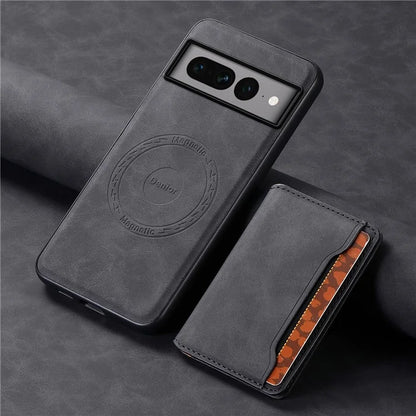 DENIOR D13 For Google Pixel 7 Pro 5G Case Compatible with MagSafe Leather Back Cover Kickstand Card Holder