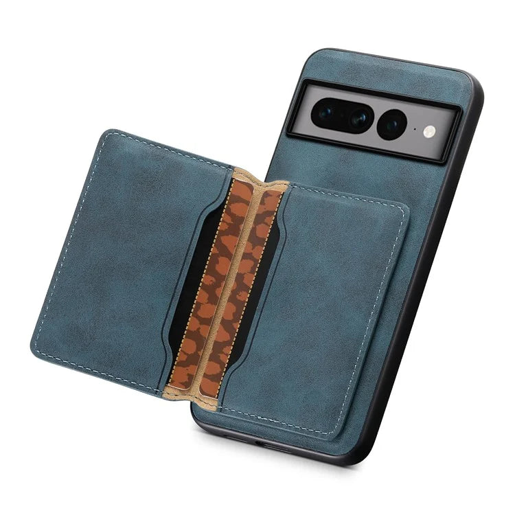 DENIOR D13 For Google Pixel 7 Pro 5G Case Compatible with MagSafe Leather Back Cover Kickstand Card Holder