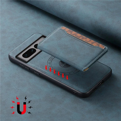 DENIOR D13 For Google Pixel 7 Pro 5G Case Compatible with MagSafe Leather Back Cover Kickstand Card Holder