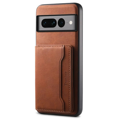 DENIOR D13 For Google Pixel 7 Pro 5G Case Compatible with MagSafe Leather Back Cover Kickstand Card Holder