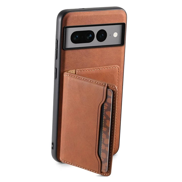 DENIOR D13 For Google Pixel 7 Pro 5G Case Compatible with MagSafe Leather Back Cover Kickstand Card Holder