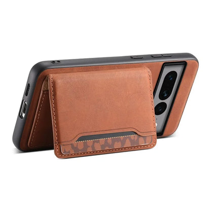 DENIOR D13 For Google Pixel 7 Pro 5G Case Compatible with MagSafe Leather Back Cover Kickstand Card Holder