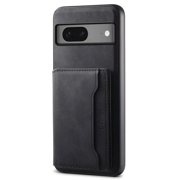 DENIOR D13 For Google Pixel 7 5G Case Magnetic Card Holder Kickstand Leather Back Phone Cover