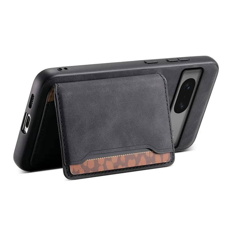 DENIOR D13 For Google Pixel 7 5G Case Magnetic Card Holder Kickstand Leather Back Phone Cover