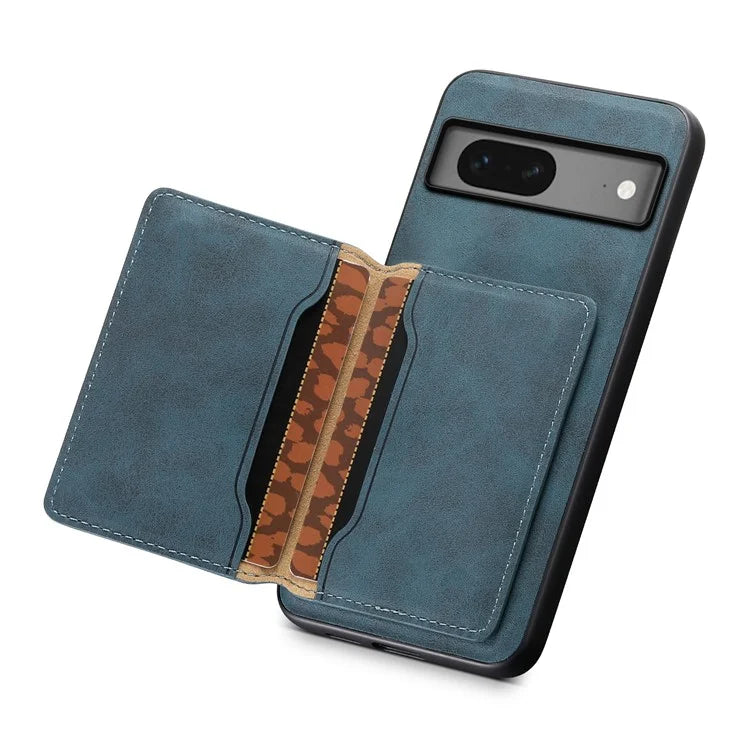 DENIOR D13 For Google Pixel 7 5G Case Magnetic Card Holder Kickstand Leather Back Phone Cover