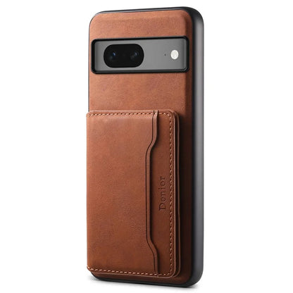 DENIOR D13 For Google Pixel 7 5G Case Magnetic Card Holder Kickstand Leather Back Phone Cover