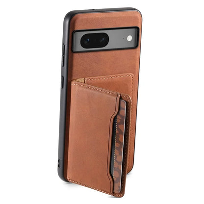 DENIOR D13 For Google Pixel 7 5G Case Magnetic Card Holder Kickstand Leather Back Phone Cover