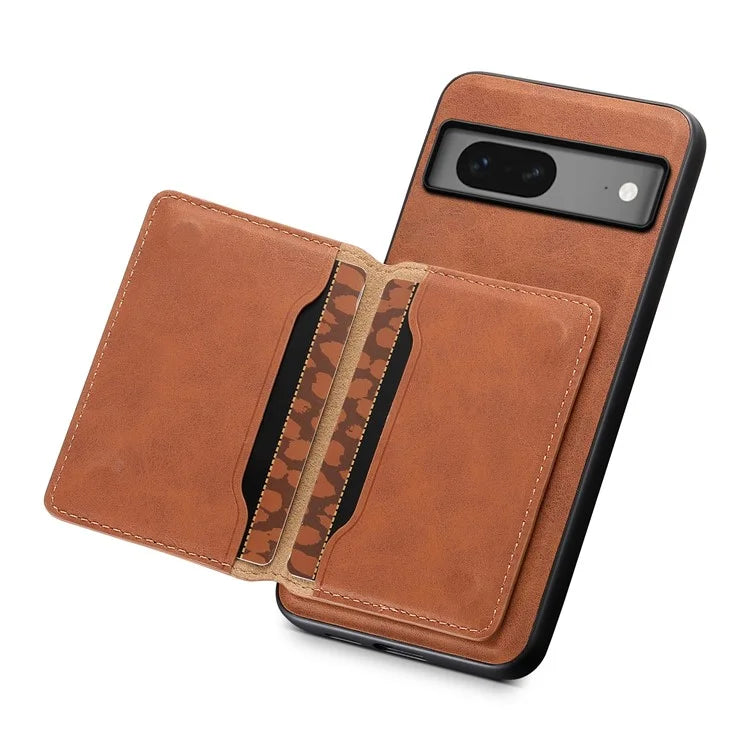 DENIOR D13 For Google Pixel 7 5G Case Magnetic Card Holder Kickstand Leather Back Phone Cover