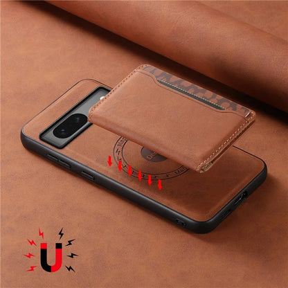 DENIOR D13 For Google Pixel 7 5G Case Magnetic Card Holder Kickstand Leather Back Phone Cover