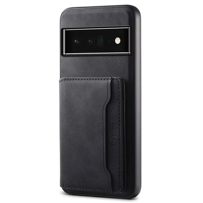 DENIOR D13 For Google Pixel 6 Pro 5G Retro Case Leather Phone Back Cover Detachable 2-in-1 Card Holder