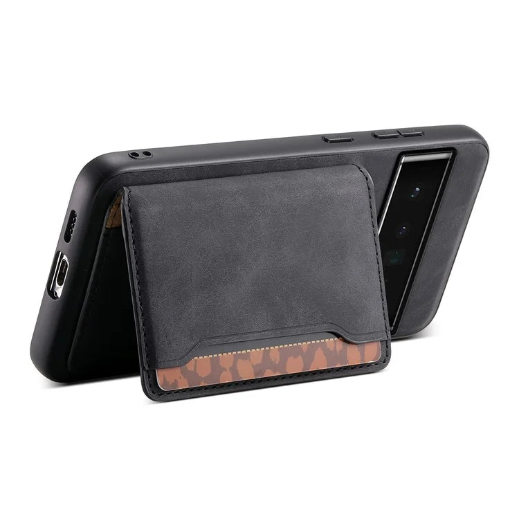 DENIOR D13 For Google Pixel 6 Pro 5G Retro Case Leather Phone Back Cover Detachable 2-in-1 Card Holder