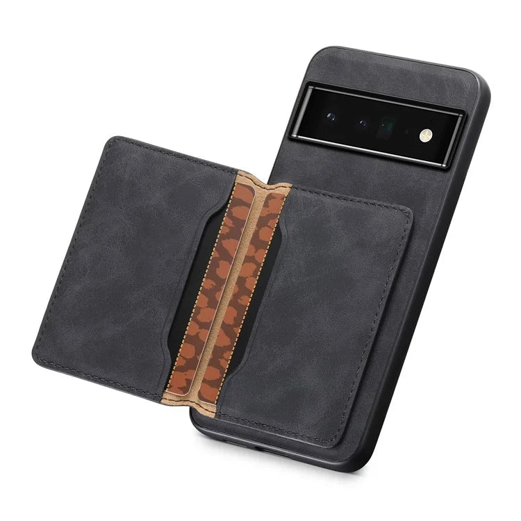 DENIOR D13 For Google Pixel 6 Pro 5G Retro Case Leather Phone Back Cover Detachable 2-in-1 Card Holder