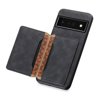 DENIOR D13 For Google Pixel 6 Pro 5G Retro Case Leather Phone Back Cover Detachable 2-in-1 Card Holder